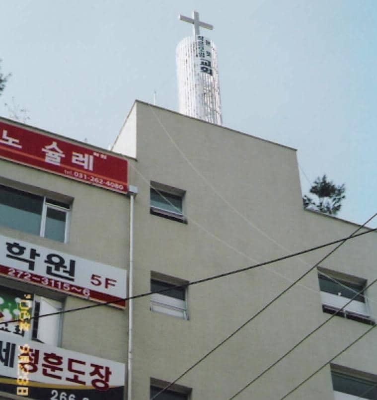 용인 큰뜻교회 파이프종탑 시공 사례